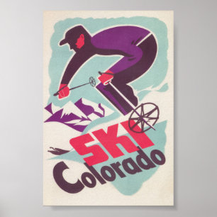 Ski Colorado Retro Vintage Poster