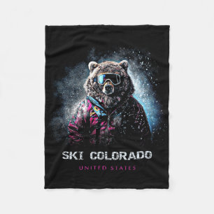 Ski Colorado United States Ski Skiing Skier Fleece Blanket