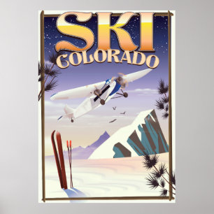 Ski colorado vintage travel poster