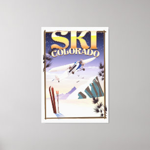 Ski colorado vintage travel poster canvas print