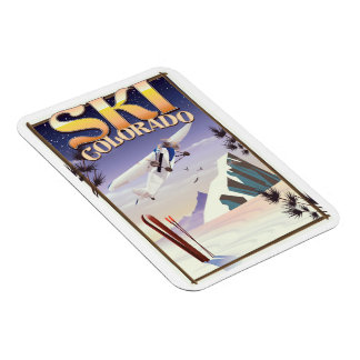 Ski colorado vintage travel poster magnet