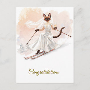 Ski Congratulations for Cat lovers Postcard