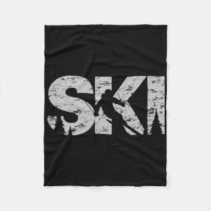 Ski Cool Skiing Style Alpine Skier Gift Women Men  Fleece Blanket