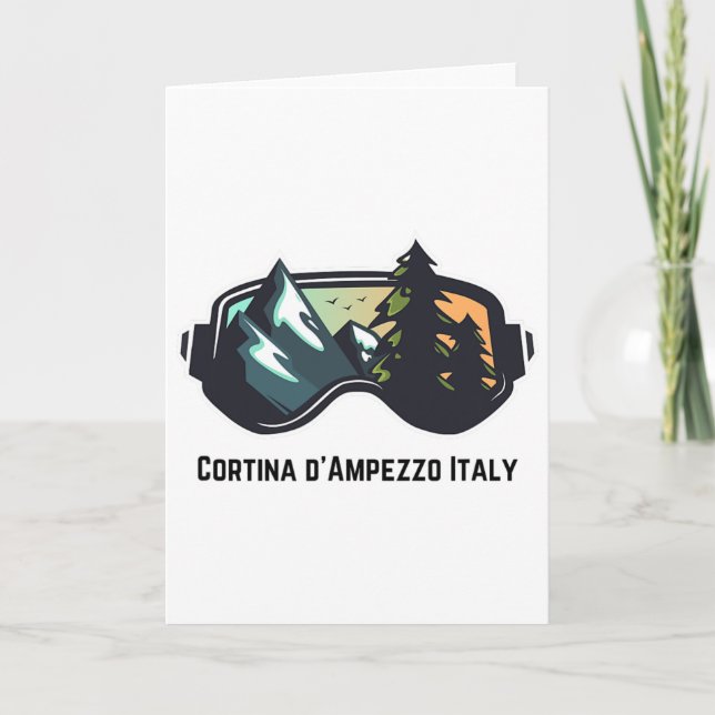 Ski Cortina D'ampezzo Italy Mountain Skiing T Men  Card (Front)