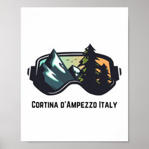 Ski Cortina D'ampezzo Italy Mountain Skiing T Men Poster