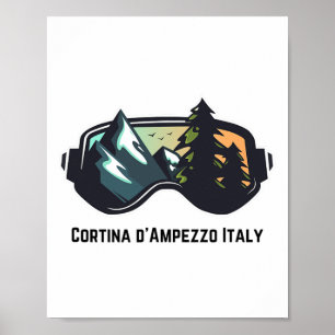 Ski Cortina D'ampezzo Italy Mountain Skiing T Men Poster