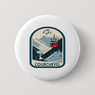 Ski Courchevel Retro Vintage Style Courchevel Skii 6 Cm Round Badge