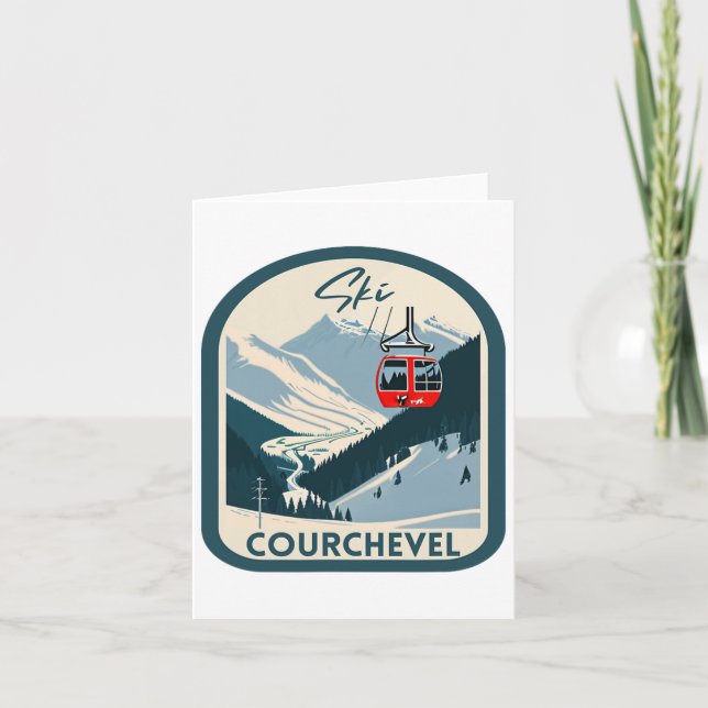 Ski Courchevel Retro Vintage Style Courchevel Skii Card (Front)