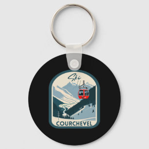 Ski Courchevel Retro Vintage Style Courchevel Skii Key Ring