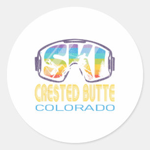 Ski Crested Butte Colorado Skiing Vacation Classic Round Sticker