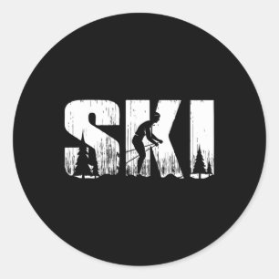 Ski Cross Country Skiing Vintage Winter Sport For Classic Round Sticker