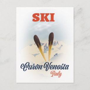 Ski Curon Venosta Italy ski poster Postcard