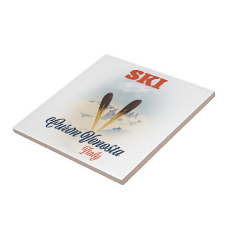 Ski Curon Venosta Italy ski poster Tile