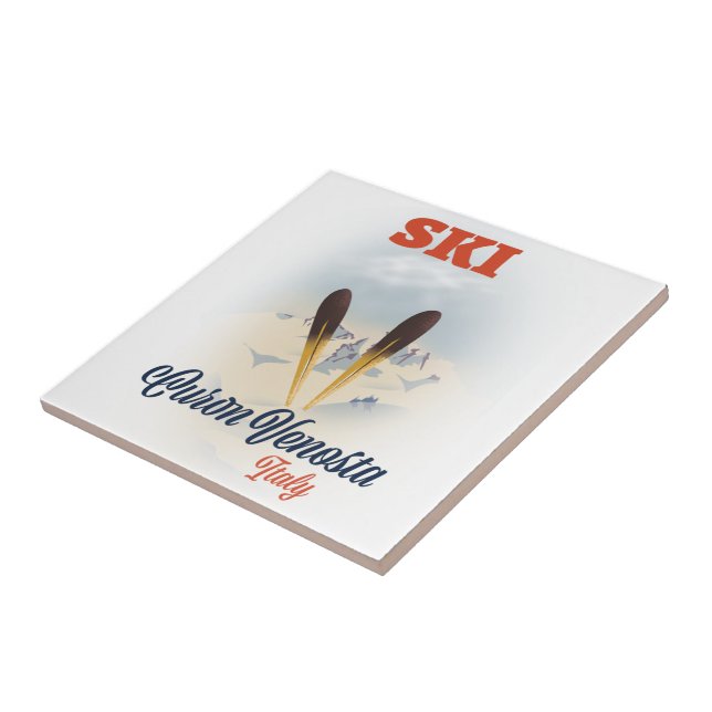 Ski Curon Venosta Italy ski poster Tile (Side)