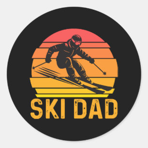 ski dad classic round sticker