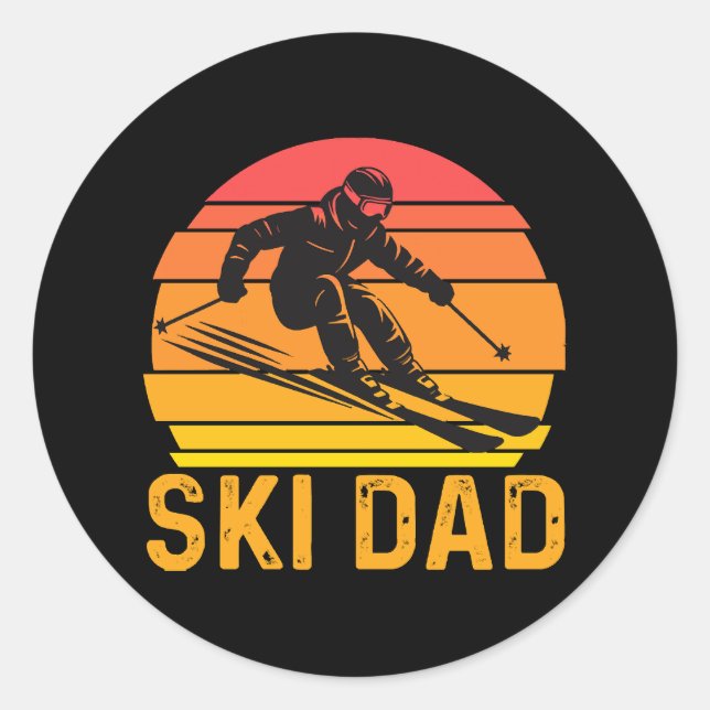 ski dad classic round sticker (Front)