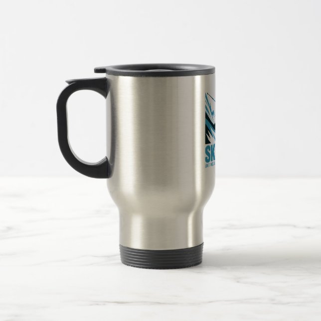 Ski Dad Cool Mountain Design Travel Mug (Left)