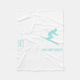 Ski Dad Funny Cute Winter Skiing Gift Fleece Blanket