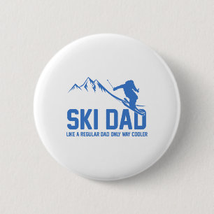 Ski Dad Funny Skiier Snowy Adventure Skiing Lovers 6 Cm Round Badge