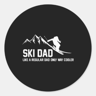 Ski Dad Funny Skiier Snowy Adventure Skiing Lovers Classic Round Sticker