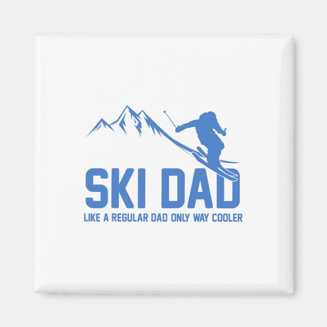 Ski Dad Funny Skiier Snowy Adventure Skiing Lovers Magnet (Front)