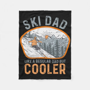 Ski Dad Funny Skiing Winter Sports Snow Skiing Fat Fleece Blanket