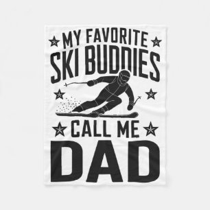 Ski Dad Humour Design Skiing Funny Skier  Fleece Blanket