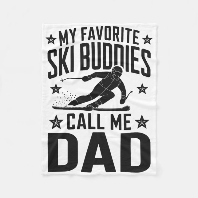 Ski Dad Humour Design Skiing Funny Skier  Fleece Blanket (Front)