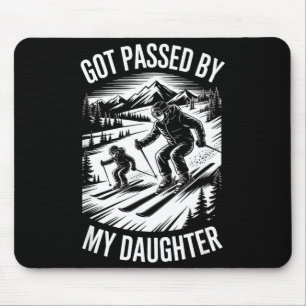 Ski Dad Ped By Daughter Funny Skiing Family Mouse Mat