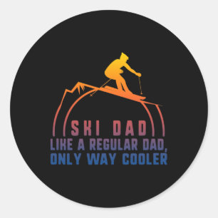 Ski Dad Skiing Daddy Papa Grandpa Cool Snowboardin Classic Round Sticker