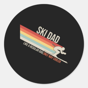 Ski Dad Skiing Winter Classic Round Sticker