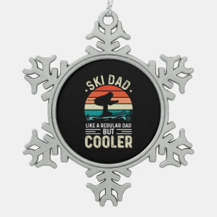 Ski Dad Snowflake Pewter Christmas Ornament