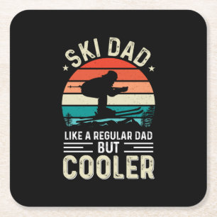 Ski Dad Square Paper Coaster