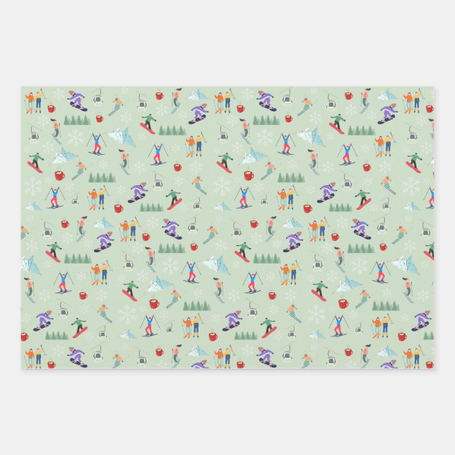 Ski Day Wrapping Paper - Flat Sheets (Front)