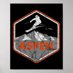Ski Design Skiing Snowboard Skier Mountains Aspen Poster
