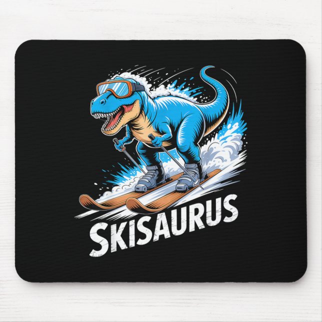 Ski Dinosaur Winter Sport Skier Dino Funny Skiing  Mouse Mat (Front)