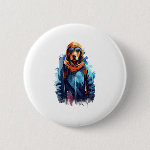 Ski Dog in Ski Googles 5 6 Cm Round Badge