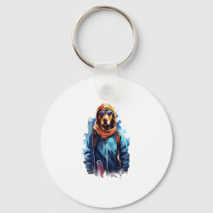 Ski Dog in Ski Googles 5 Key Ring