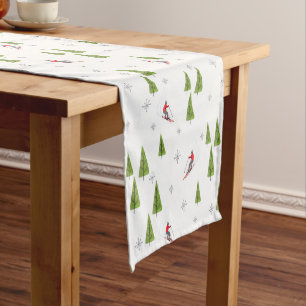 Ski downhill modern winter short table runner