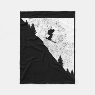 Ski Downhill Skiing Freeski Winter Sports Skiers  Fleece Blanket