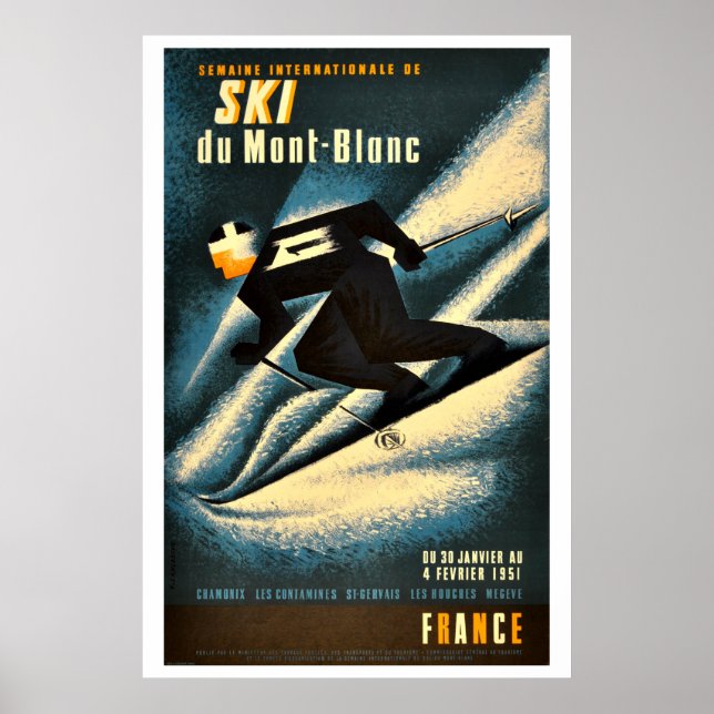 Ski du Mont-Blanc Vintage Travel Poster (Front)