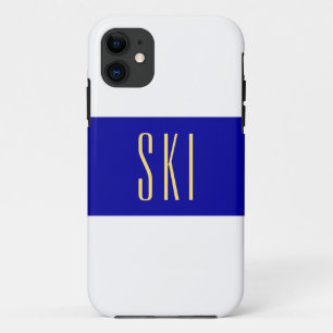 SKI  Elegant Sporty Royal Navy Blue White Stripes iPhone 11 Case