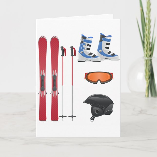 Ski Equipment Greeting Cards (Front)