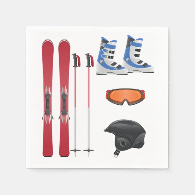 Ski Equipment Paper Napkins (Front)