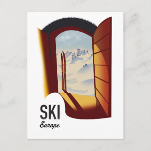 Ski Europe vintage style sports poster Postcard