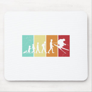 Ski Evolution - Skiing Lovers Mountains Retro Ski Mouse Mat