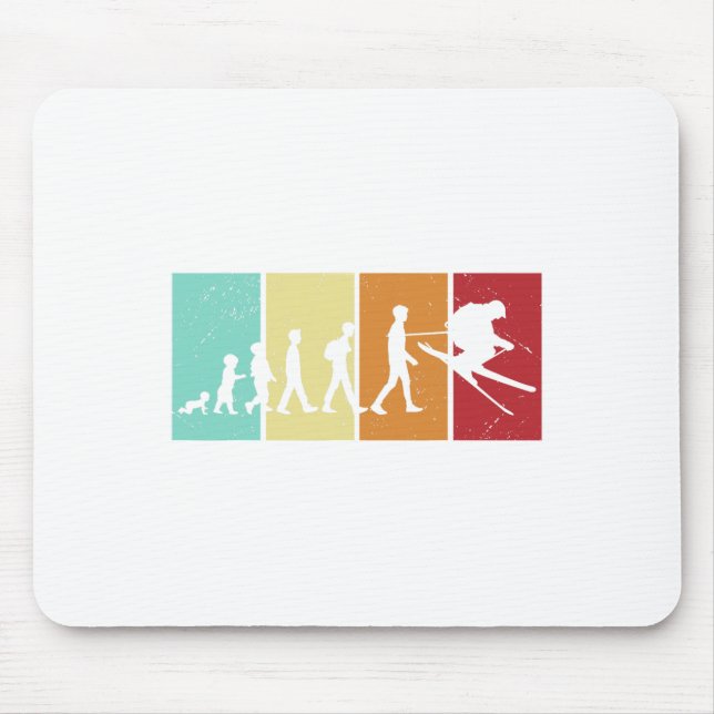 Ski Evolution - Skiing Lovers Mountains Retro Ski  Mouse Mat (Front)
