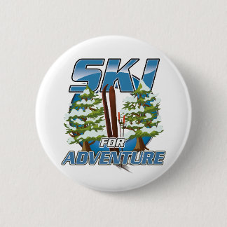 Ski for adventure travel logo 6 cm round badge