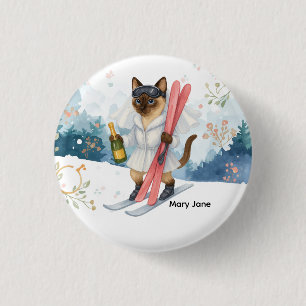 Ski for Bachelorette Party Siamese cat lovers 3 Cm Round Badge