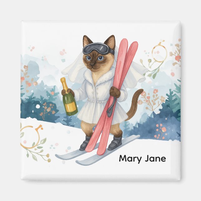 Ski for Bachelorette Party Siamese cat lovers Magnet (Front)
